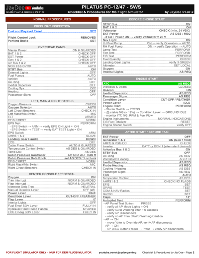 PC-12 - SWS Checkliste