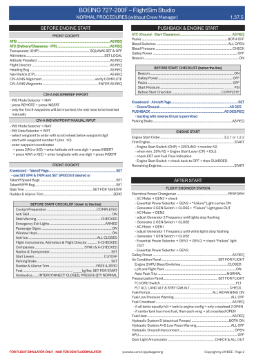 Boeing 727-200 - FSS Checkliste