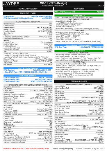 MD11 - TFDi Checkliste + Autopilot Guide